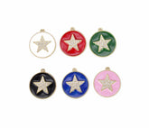 14K Gold Filled Enamel Star Charm Cubic Zirconia, Over Brass Micro Pave CZ Star Pendant, Star Necklace, Star Jewelry, Gold Star Charm, 27x24mm, CP852