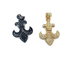18K Gold Filled Fleur de Lis Cubic Zirconia Micro Pave Charm, Fleur de Lis Jewelry, New Orleans, Paris Jewelry, French Jewelry, 22x17mm, CP863