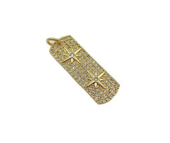 14K Gold Filled Starburst Tag Charm Pendant CZ, Starburst Charm, Star Pendant, North Star Charm, Star Necklace Cubic Zirconia, 26x9mm, CP873