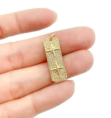 14K Gold Filled Starburst Tag Charm Pendant CZ, Starburst Charm, Star Pendant, North Star Charm, Star Necklace Cubic Zirconia, 26x9mm, CP873