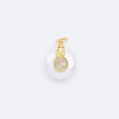 18K Gold Filled Freshwater Pearl Pineapple Charm CZ Pave Pendant, Pineapple Charm, Pineapple Pendant, Pineapple Necklace, Charm, 12mm, CP874