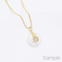 18K Gold Filled Freshwater Pearl Pineapple Charm CZ Pave Pendant, Pineapple Charm, Pineapple Pendant, Pineapple Necklace, Charm, 12mm, CP874