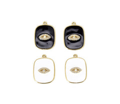 14K Gold Filled Enamel Evil Eye Charm Tag Pendant, CP879