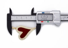 22K Gold Filled Cubic Zirconia Enamel Heart Charm, Heart Charm, Heart Pendant, Heart Necklace, Cubic Zirconia, 50x30mm, CP894