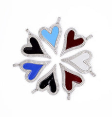 22K Gold Filled Cubic Zirconia Enamel Heart Charm, Heart Charm, Heart Pendant, Heart Necklace, Cubic Zirconia, 50x30mm, CP894