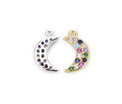 18K Gold Filled Crescent Moon Charm Pendant CZ, Moon Charm, Moon Pendant, Moon Necklace, Moon Jewelry, Cubic Zirconia, 13x8mm, CP895