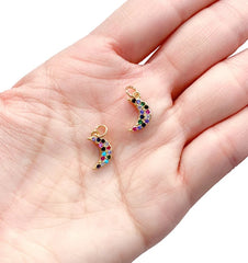 18K Gold Filled Crescent Moon Charm Pendant CZ, Moon Charm, Moon Pendant, Moon Necklace, Moon Jewelry, Cubic Zirconia, 13x8mm, CP895