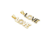 18K Gold Filled Enamel Love Tag Charm Pendant CZ, Enamel Love Pendant Charm, Love Charm, Love Dog Tag Pendant, Cubic Zirconia, 29x7mm, CP903