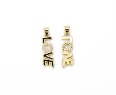 18K Gold Filled Enamel Love Tag Charm Pendant CZ, Enamel Love Pendant Charm, Love Charm, Love Dog Tag Pendant, Cubic Zirconia, 29x7mm, CP903