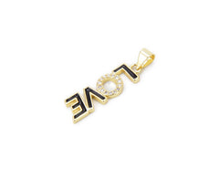 18K Gold Filled Enamel Love Tag Charm Pendant CZ, Enamel Love Pendant Charm, Love Charm, Love Dog Tag Pendant, Cubic Zirconia, 29x7mm, CP903