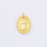 24K Gold Filled Virgin Mary Charm, Our Lady Of Guadalupe, Virgin Mary Necklace, Virgin Mary Bracelet, Virgin Mary Pendant, 14x11mm, CP904