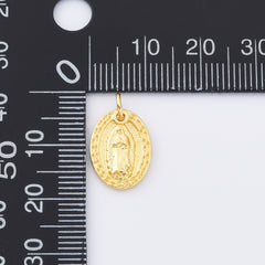 24K Gold Filled Virgin Mary Charm, Our Lady Of Guadalupe, Virgin Mary Necklace, Virgin Mary Bracelet, Virgin Mary Pendant, 14x11mm, CP904