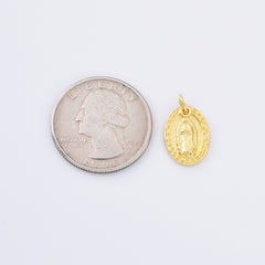 24K Gold Filled Virgin Mary Charm, Our Lady Of Guadalupe, Virgin Mary Necklace, Virgin Mary Bracelet, Virgin Mary Pendant, 14x11mm, CP904