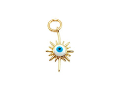 24K Gold Filled Evil Eye Charm Pendant CZ Micro Pave, Evil Eye Necklace, Evil Eye Bracelet, Cubic Zirconia, Evil Eye, 9mm, CP915