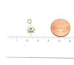 24K Gold Filled Evil Eye Charm Pendant CZ Micro Pave, Evil Eye Necklace, Evil Eye Bracelet, Cubic Zirconia, Evil Eye, 9mm, CP915