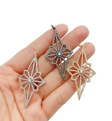 24K Gold Filled North Star Charm Pendant CZ, North Star Charm, North Star Necklace, Star Charm, Star Pendant, Charm, Cubic Zirconia, 50x18mm, CP919