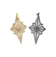 24K Gold Filled North Star Charm Pendant CZ, North Star Charm, North Star Necklace, Star Charm, Star Pendant, Charm, Cubic Zirconia, 50x18mm, CP919