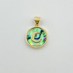 18K Gold Filled Abalone Shell Charm Pendant, Abalone Shell Charm, Star Heart Hamsa Moon Evil Eye Charm for Jewelry Making, 13mm, CP930
