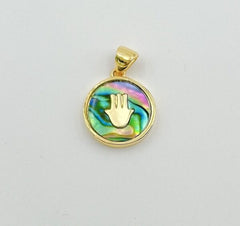18K Gold Filled Abalone Shell Charm Pendant, Abalone Shell Charm, Star Heart Hamsa Moon Evil Eye Charm for Jewelry Making, 13mm, CP930