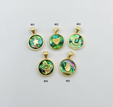 18K Gold Filled Abalone Shell Charm Pendant, Abalone Shell Charm, Star Heart Hamsa Moon Evil Eye Charm for Jewelry Making, 13mm, CP930