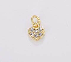 24K Gold Filled Small Heart Charm Pendant CZ Micro Pave, Heart Charm, Heart Pendant, Heart Necklace, Cubic Zirconia, 9x6mm, CP936
