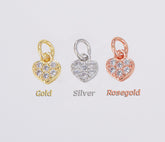 24K Gold Filled Small Heart Charm Pendant CZ Micro Pave, Heart Charm, Heart Pendant, Heart Necklace, Cubic Zirconia, 9x6mm, CP936