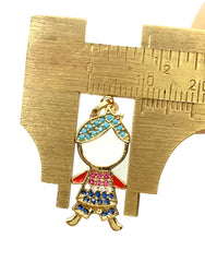 24K Gold Filled Boy and Girl Charm Pendant, Girl Charm, Boy Charm, Enamel Charm, Baby Shower Gifts, Baby Shower Ideas, Cubic Zirconia, 34x17mm, CP938