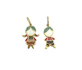 24K Gold Filled Girl Charm Pendant, Girl Charm, Enamel Charm, Baby Shower Gifts, Baby Shower Ideas, Cubic Zirconia, 34x17mm, CP939