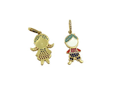 24K Gold Filled Girl Charm Pendant, Girl Charm, Enamel Charm, Baby Shower Gifts, Baby Shower Ideas, Cubic Zirconia, 34x17mm, CP939