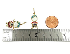 24K Gold Filled Girl Charm Pendant, Girl Charm, Enamel Charm, Baby Shower Gifts, Baby Shower Ideas, Cubic Zirconia, 34x17mm, CP939