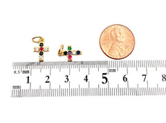 24K Gold Filled Cross Colored CZ Charm Pendant, Cross Charm, Cross Pendant, Religious Charm, Charm Necklace, Cubic Zirconia, 12x8mm, CP942