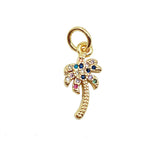 18K Gold Filled Tiny Palm Tree Charm, Palm Tree Pendant, CZ Micro Pave Charm, Charm Bracelet, Cubic Zirconia, Charm, 20x8mm, CP943
