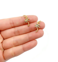 18K Gold Filled Tiny Palm Tree Charm, Palm Tree Pendant, CZ Micro Pave Charm, Charm Bracelet, Cubic Zirconia, Charm, 20x8mm, CP943