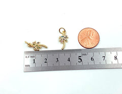 18K Gold Filled Tiny Palm Tree Charm, Palm Tree Pendant, CZ Micro Pave Charm, Charm Bracelet, Cubic Zirconia, Charm, 20x8mm, CP943
