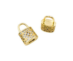 24K Gold Filled Padlock Cubic Zirconia Micro Pave Charm Pendant, Lock Charm, Padlock, Padlock Necklace, Charm Bracelet, Cubic Zirconia, Charm, 18x12mm, CP949