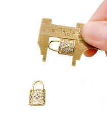 24K Gold Filled Padlock Cubic Zirconia Micro Pave Charm Pendant, Lock Charm, Padlock, Padlock Necklace, Charm Bracelet, Cubic Zirconia, Charm, 18x12mm, CP949