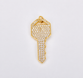 Gold Filled Key Charm, Pave Key Pendant, Rhinestone Key Charm, Crystal Key Pendant, Key Jewelry Finding, Statement Charm, CP950