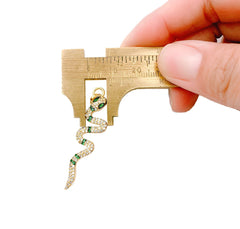 Silver Snake Necklace, Colored Cubic Zirconia Snake Jewelry, Vine Snake Pendant Snake Charm, Serpent CZ Micro Pave, Snake Animal Jewelry 44x10mm, CP955