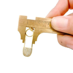 24K Gold Filled Safety Pin Charm, Safety Pin CZ Micro Pave Charm Pendant, Baby Shower Gifts, Baby Charms, Charm, Cubic Zirconia, 37x10mm, CP960