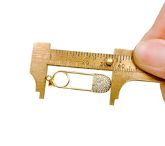 24K Gold Filled Safety Pin Charm, Safety Pin CZ Micro Pave Charm Pendant, Baby Shower Gifts, Baby Charms, Charm, Cubic Zirconia, 37x10mm, CP960