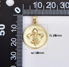 24K Gold Filled Fleur de Lis Charm, Fleur de Lis Jewelry, New Orleans, New Orleans Saints, Royal Symbol Gold Plated Charm Pendant, 21x18mm, CP964