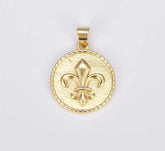 24K Gold Filled Fleur de Lis Charm, Fleur de Lis Jewelry, New Orleans, New Orleans Saints, Royal Symbol Gold Plated Charm Pendant, 21x18mm, CP964