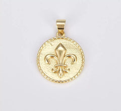 24K Gold Filled Fleur de Lis Charm, Fleur de Lis Jewelry, New Orleans, New Orleans Saints, Royal Symbol Gold Plated Charm Pendant, 21x18mm, CP964