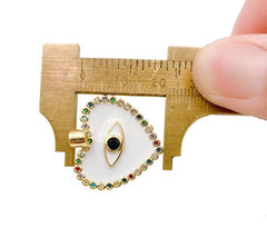 24K Gold Filled Enamel Heart Charm CZ, Heart Charm, Heart Evil Eye Pendant, Heart Necklace, Cubic Zirconia, 25x24mm, CP970