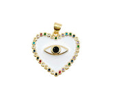24K Gold Filled Enamel Heart Charm CZ, Heart Charm, Heart Evil Eye Pendant, Heart Necklace, Cubic Zirconia, 25x24mm, CP970