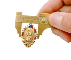 24K Gold Filled Virgin Mary Colored CZ Charm Pendant, Virgin Mary Charm, Virgin Mary Necklace, Virgin Mary Pendant, 31x20mm, CP973