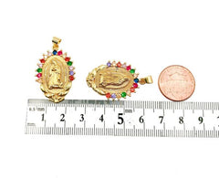24K Gold Filled Virgin Mary Colored CZ Charm Pendant, Virgin Mary Charm, Virgin Mary Necklace, Virgin Mary Pendant, 31x20mm, CP973