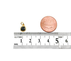 24K Gold Filled Mini Round Shape Black CZ Gold Plated Charm Pendant, Black CZ Gold Round Charm, CZ Micro Pave Charm, 9x7mm, CP975