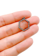 Hexagon CZ Micro Pave Charm Pendant, Micro Pave Hexagon Pendant, Cubic Zirconia Hexagon, Fashion Jewelry Findings, 20x15mm, CP976