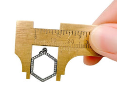 Hexagon CZ Micro Pave Charm Pendant, Micro Pave Hexagon Pendant, Cubic Zirconia Hexagon, Fashion Jewelry Findings, 20x15mm, CP976